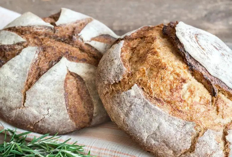 Two boules of sourdough bread