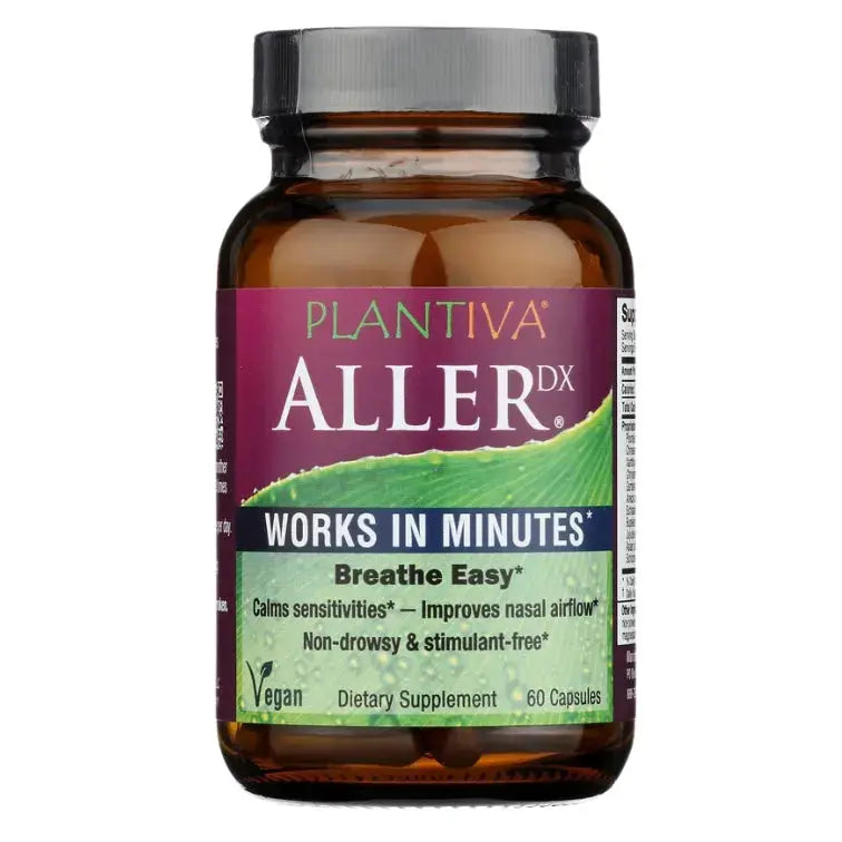 Bottle of AllerDx supplement on a white background