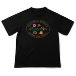 Black t-shirt with Plantiva logo and botanical images, with the text "Rooted in Science, Works Like Magic."