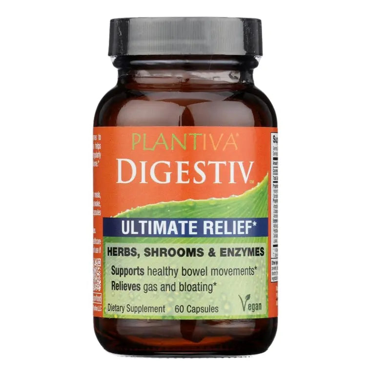 Bottle of Plantiva Digestiv on a white background