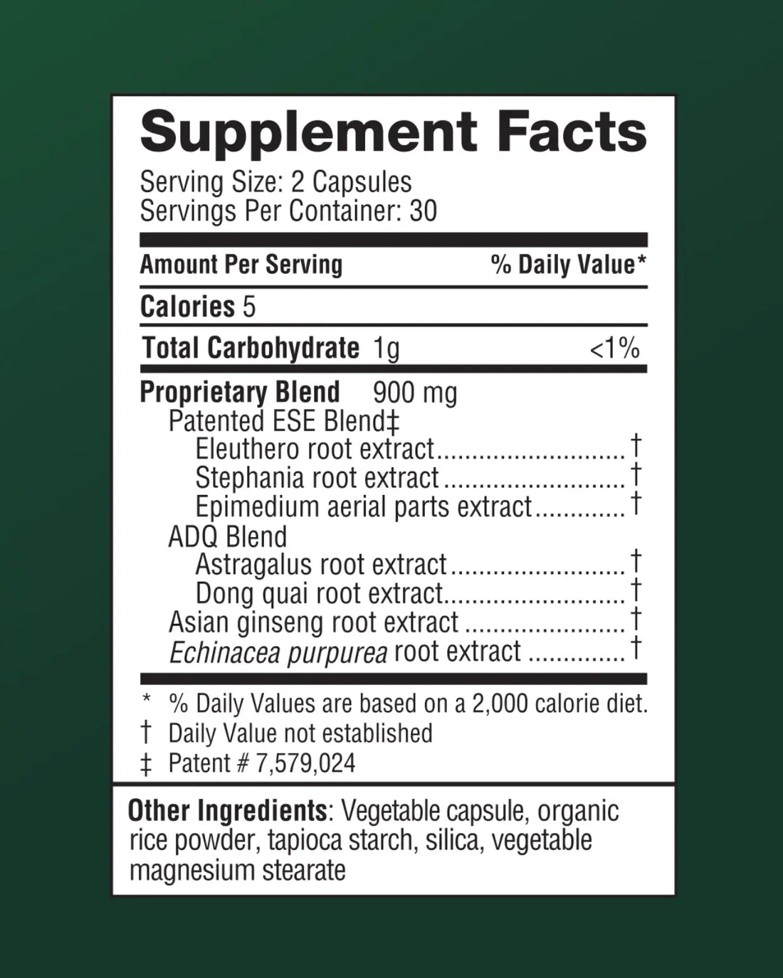 ImmuneDx supplement facts label with detailed ingredient list on a green background
