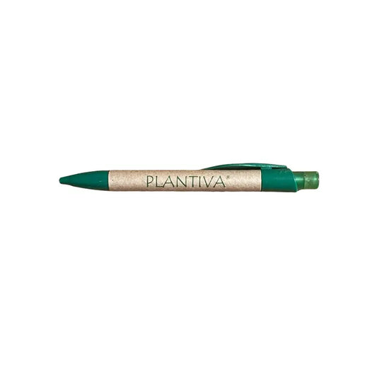 Green pen with 'Plantiva' branding on a white background